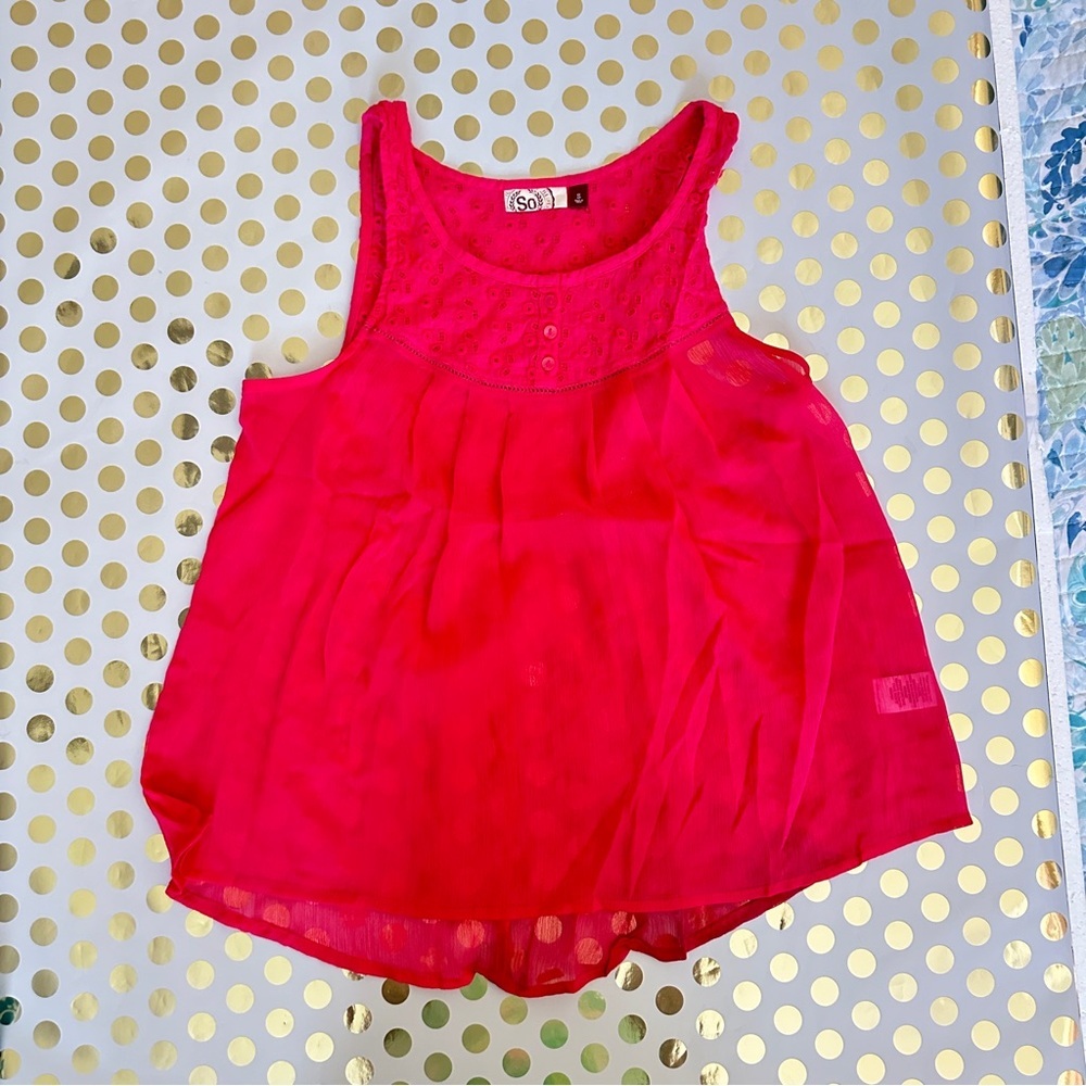 SO Bright Pink Sleeveless Blouse
